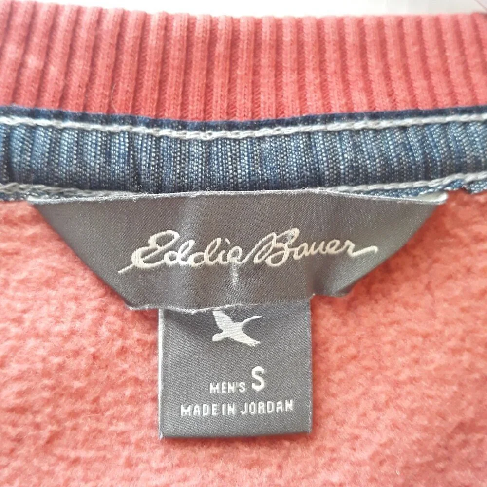 Eddie Bauer Mountain Henley Fleece Sweater S Snap Button Colorblock Normcore - Picture 6 of 7
